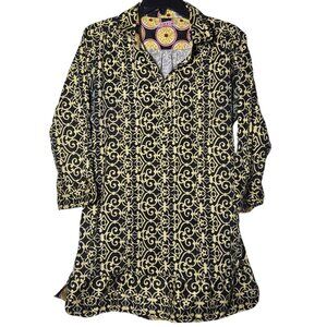 Tizzie Womens Tunic Shirt Mini Dress Size Large Top Blouse Maximalism Preppy
